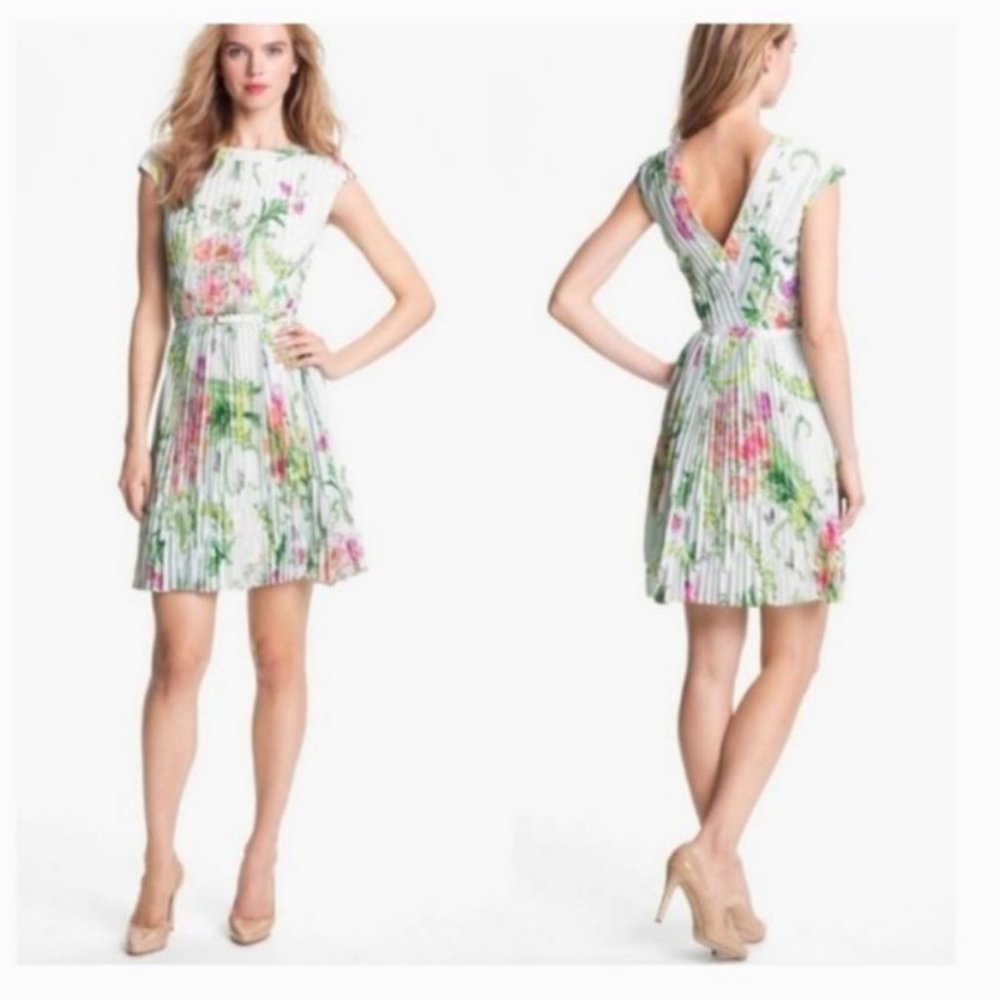 Ted baker perlaa wallpaper floral pleated dress 3 nwot